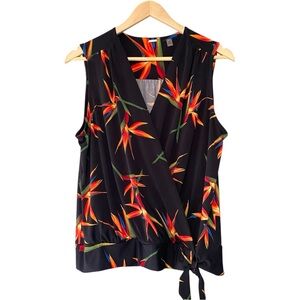 Tahari Floral Faux Wrap Blouse